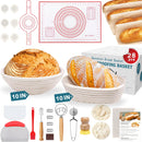 Aliggbent: Kit de 28 piezas para masa madre — cestas Banneton redonda y oval de 10'' + accesorios
