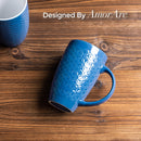 AmorArc Tazas XL 20 onzas – Set de 6 Azul con Patrones Geométricos