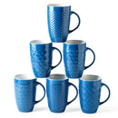 AmorArc Tazas XL 20 onzas – Set de 6 Azul con Patrones Geométricos