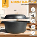 BIGFIT Olla de Hierro Fundido 5QT con Banneton y Accesorios para Pan