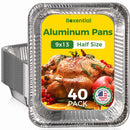 Boxential Bandejas Descartables de Aluminio 9x13 (40 U) – Apto Horno y Congelador