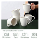 DOWAN Tazas de Café 17 oz - Juego de 6, Cerámica Gruesa y Duradera, Blancas, Aptas para Microondas y Lavavajillas