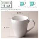 DOWAN Tazas de Café 17 oz - Juego de 6, Cerámica Gruesa y Duradera, Blancas, Aptas para Microondas y Lavavajillas
