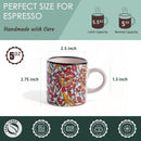 Tazas de Espresso de Cerámica Elyese - Juego de 4, 5 oz, Hechas a Mano, Iznik Carnation, aptas para microondas y lavavajillas