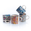 Tazas de Espresso de Cerámica Elyese - Juego de 4, 5 oz, Hechas a Mano, Iznik Carnation, aptas para microondas y lavavajillas