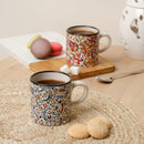 Tazas de Espresso de Cerámica Elyese - Juego de 4, 5 oz, Hechas a Mano, Iznik Carnation, aptas para microondas y lavavajillas