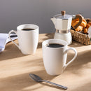 GBHome Tazas de Café 12 oz Blanco Marfil – Juego de 12 tazas de cerámica con asa grande, aptas para lavavajillas y microondas