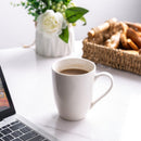 GBHome Tazas de Café 12 oz Blanco Marfil – Juego de 12 tazas de cerámica con asa grande, aptas para lavavajillas y microondas
