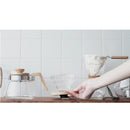 HARIO VDGR-01-OV V60: Dripper de vidrio resistente al calor con base de olivo para 1-2 tazas