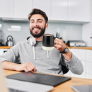 HASENSE Juego de tazas de cerámica para café – 15 oz, juego de 4, negro mate, aptas para microondas y lavavajillas