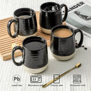 HASENSE Juego de tazas de cerámica para café – 15 oz, juego de 4, negro mate, aptas para microondas y lavavajillas
