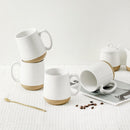HASENSE Juego de tazas de cerámica 15 oz – Set de 4, blanco, asas cómodas, aptas microondas y lavavajillas