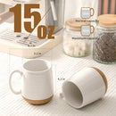 HASENSE Juego de tazas de cerámica 15 oz – Set de 4, blanco, asas cómodas, aptas microondas y lavavajillas