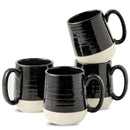 HASENSE Juego de tazas de cerámica para café – 15 oz, juego de 4, negro mate, aptas para microondas y lavavajillas