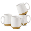 HASENSE Juego de tazas de cerámica 15 oz – Set de 4, blanco, asas cómodas, aptas microondas y lavavajillas