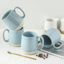 HASENSE Juego de 4 tazas cerámicas de 15 onzas – tazas grandes para café, té y capuchino, azul claro