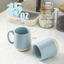 HASENSE Juego de 4 tazas cerámicas de 15 onzas – tazas grandes para café, té y capuchino, azul claro