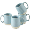 HASENSE Juego de 4 tazas cerámicas de 15 onzas – tazas grandes para café, té y capuchino, azul claro