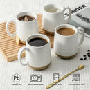 HASENSE Juego de tazas de cerámica 15 oz – Set de 4, blanco, asas cómodas, aptas microondas y lavavajillas