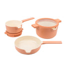 Alva Neat: Set de Ollas y Sartén Cerámico Antiadherente de 5 Piezas, Sin PFAS, Apilable, Inducción y Horno