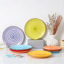 KitchenTour Platos Cerámicos 10 Pulgadas – Juego de 6 Coloridos, Aptos para Horno, Microondas y Lavavajillas