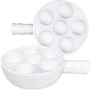 Jinsongdafa Plato Cerámico para Caracoles – Conjunto de 2 con Asa, Apto Horno, Blanco