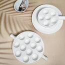 Jinsongdafa Plato Cerámico para Caracoles – Conjunto de 2 con Asa, Apto Horno, Blanco