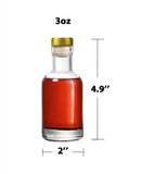 Kaachli Botellas de Cristal Claro 3 oz (100 ml) – Pack 24 con Corcho Reutilizable
