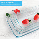 KOMUEE 8 Piezas Bandejas de Vidrio para Hornear con Tapas Libres de BPA – Set Rectangular Azul