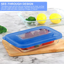 KOMUEE 8 Piezas Bandejas de Vidrio para Hornear con Tapas Libres de BPA – Set Rectangular Azul