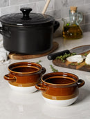 LE TAUCI Tazones para sopa de cebolla francesa con asas, 16 oz, cerámica apta para horno – Juego de 4