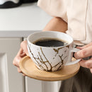 LUKA Tazas Demitasse de Cerámica 8 oz con Platillos y Soporte – Set de 4