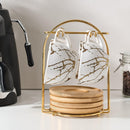 LUKA Tazas Demitasse de Cerámica 8 oz con Platillos y Soporte – Set de 4