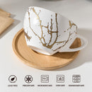 LUKA Tazas Demitasse de Cerámica 8 oz con Platillos y Soporte – Set de 4