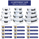 MFY 12-Pack Contenedores de Vidrio con Tapas Herméticas – Apto Microondas, Horno, Congelador y Lavavajillas