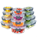MFY 12-Pack Contenedores de Vidrio con Tapas Herméticas – Apto Microondas, Horno, Congelador y Lavavajillas