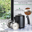 Mixpresso Percolador de Acero Inoxidable para Estufa – 37oz, 5–8 Tazas, Mango Frío