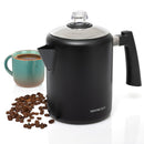 Mixpresso Percolador de Acero Inoxidable para Estufa – 37oz, 5–8 Tazas, Mango Frío