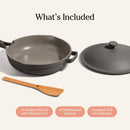 Our Place Mini Always Pan: sartén cerámico de 8,5 pulgadas con tapa modular y espátula de haya, apto para inducción y horno hasta 230°C