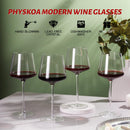 Physkoa Copas de Vino Rojo 18oz - Juego de 4 Copas de Cristal sin Plomo, Estilo Italiano