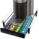 ROWISE Cajón de cápsulas con vidrio templado – compatible con Nespresso, capacidad para 40 cápsulas, tamaño 14 x 15.5 x 4.5 pulgadas