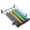 ROWISE Cajón de cápsulas con vidrio templado – compatible con Nespresso, capacidad para 40 cápsulas, tamaño 14 x 15.5 x 4.5 pulgadas