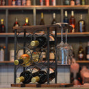 Portabotellas SASIDO para Encimera con Copas — Estante de Vino de Madera (6 Botellas y 2 Copas)