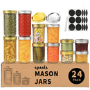 Tarros Mason SPANLA - Lote de 24 con tapas plateadas y doradas, 4 onzas / 8 onzas / 12 onzas
