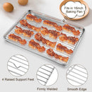 TeamFar Bandejas de Horno de Acero Inoxidable 16x12 con Rejillas y Tapetes de Silicona - Juego Completo