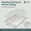 Ultra Cuisine Bandeja para Hornear de Aluminio con Rejilla de Enfriamiento de Acero Inoxidable – Medio Tamaño 33 x 46 cm, Bordes Duraderos, Limpieza Fácil, Calidad Comercial