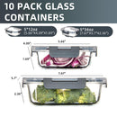 UMEIED Contenedores de Vidrio para Preparación de Comidas – Pack de 10 con tapas, aptos para microondas, horno, congelador y lavavajillas
