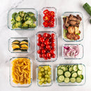 UMEIED Contenedores de Vidrio para Preparación de Comidas – Pack de 10 con tapas, aptos para microondas, horno, congelador y lavavajillas