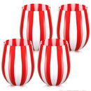 Vesici 4 Copas de Vino sin Tallo 550 ml – Diseño Bastón de Caramelo Rojo y Blanco