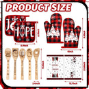 Whaline 15 piezas Juego de Accesorios de Cocina Navideños: Delantales Ajustables, Toallas y Utensilios